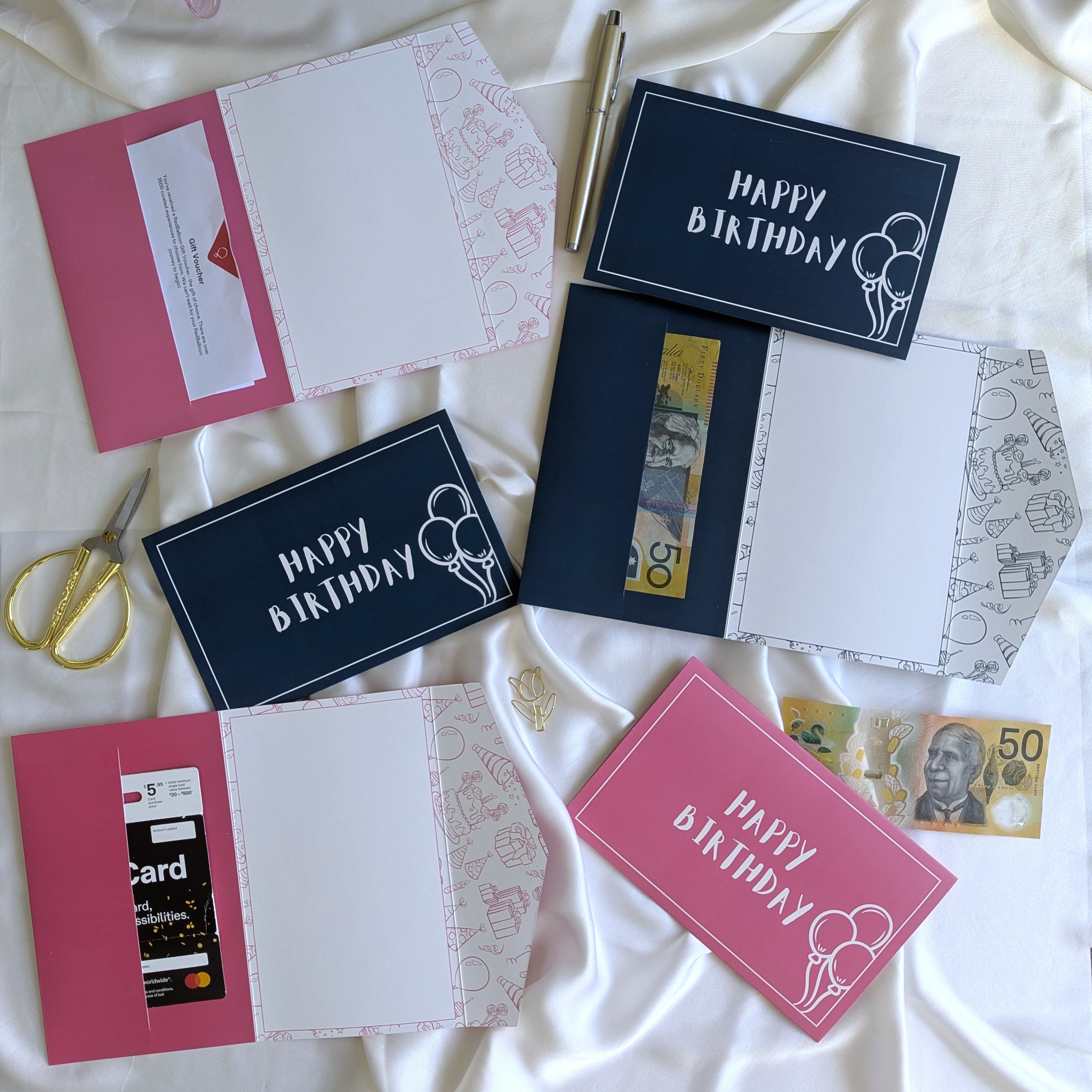 6 pack kids birthday greeting cards with money envelope bundle