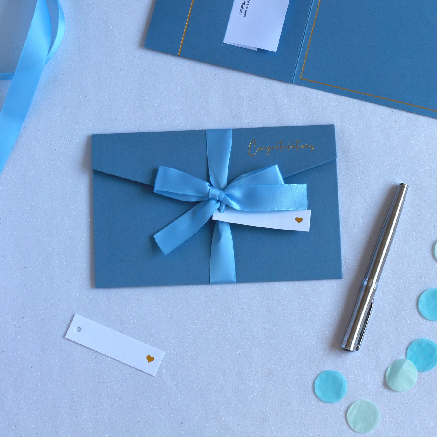 Blue Congratulations card for baby shower or graduation. Made for giving cash or gift card or gift voucher