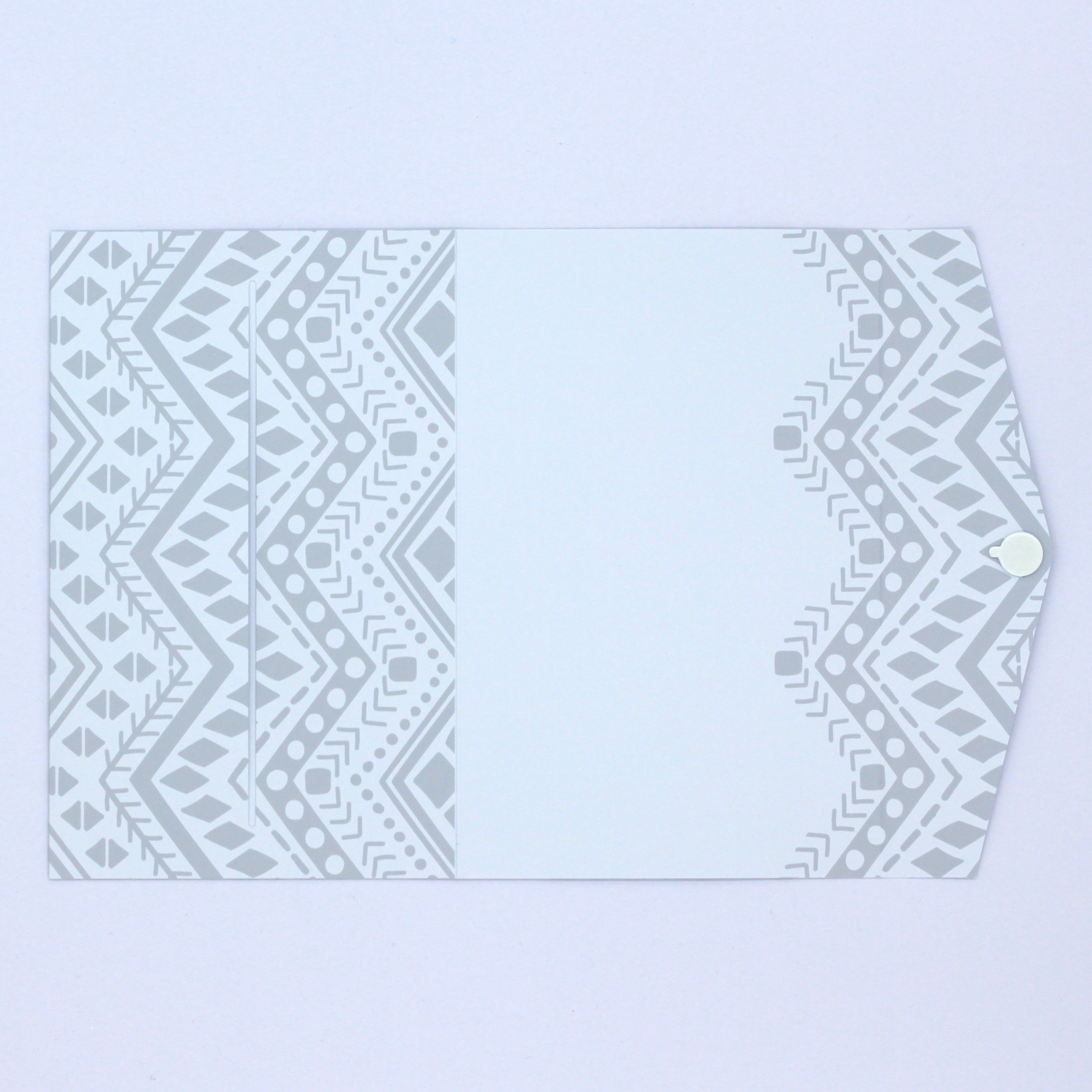 Inside Grey and White Polynesian tribal pattern pocket greeting card money envelope