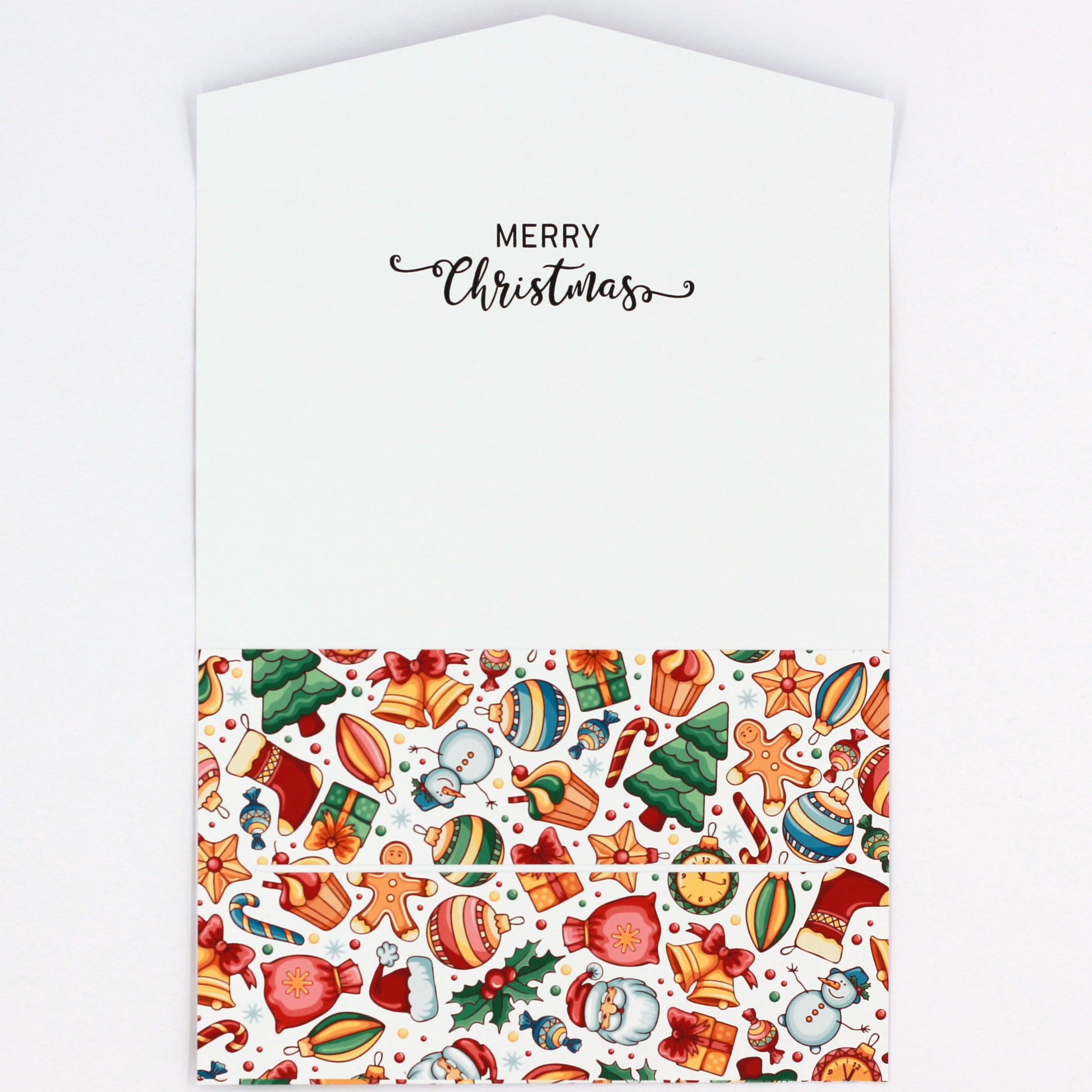 Inside Merry Christmas and a happy new year pocket greeting card, money envelope for giving money, gift card or gift voucher