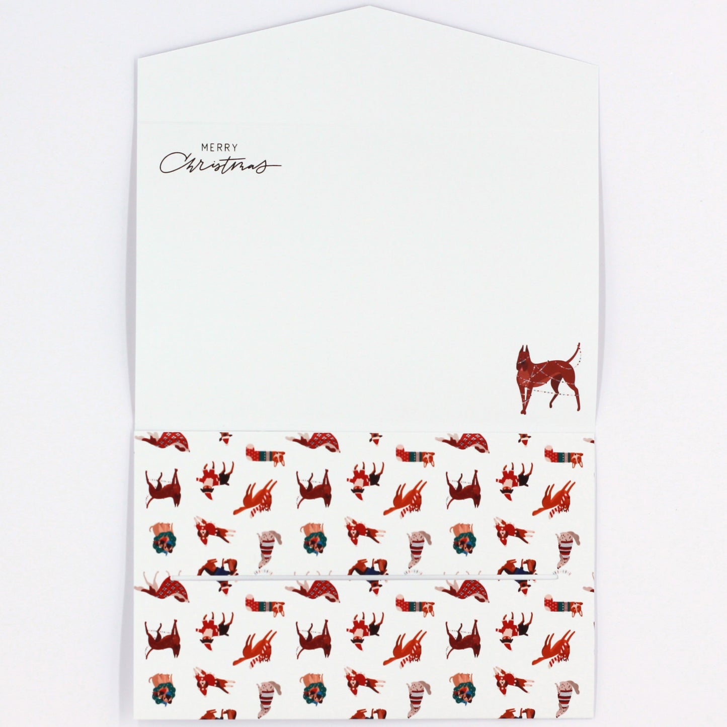 Inside Dog Christmas Pocket Greeting Card for giving money, gift card or gift voucher