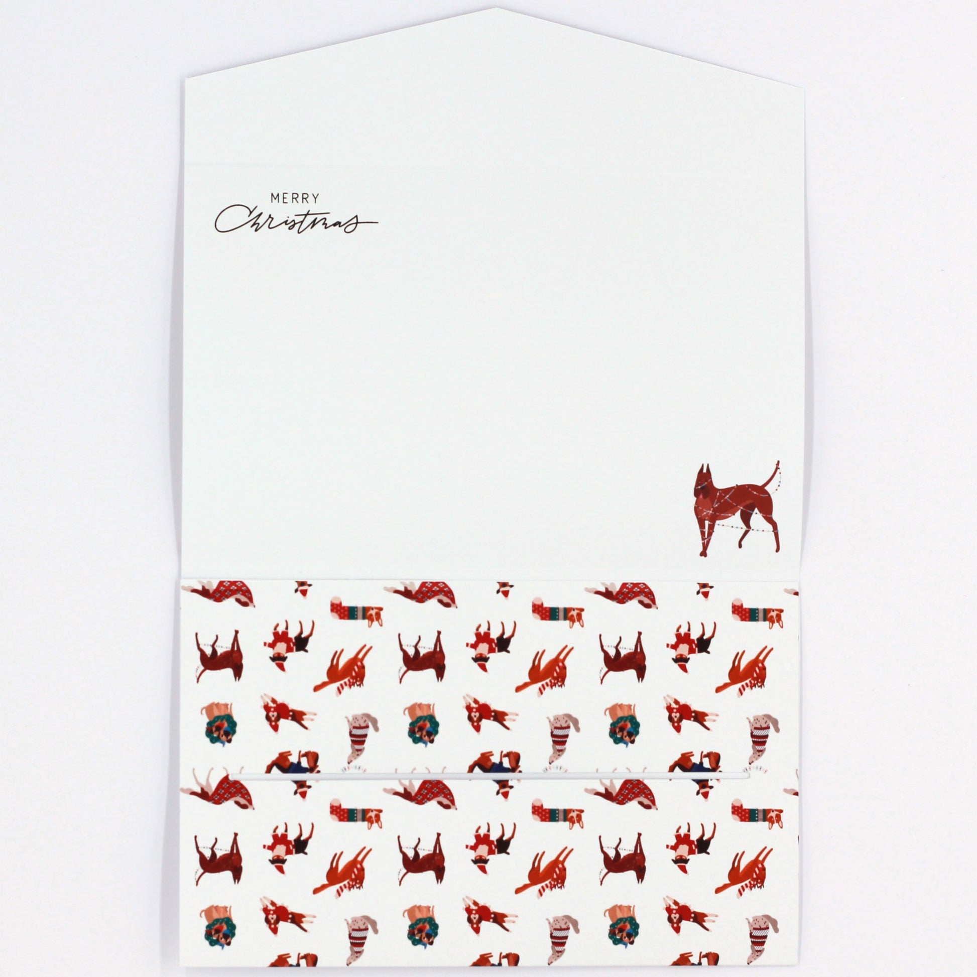 Inside Dog Christmas Pocket Greeting Card for giving money, gift card or gift voucher