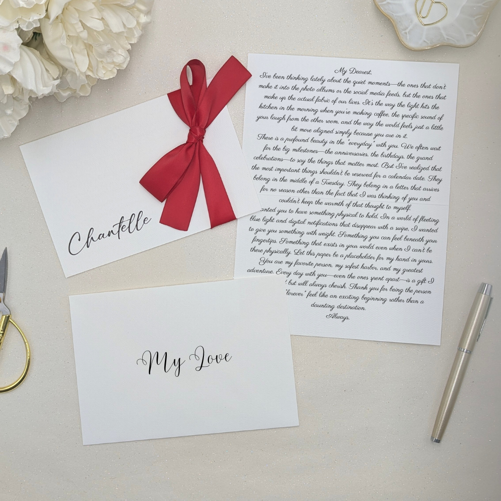 Personalised i love you letter with complementary ribbon all done for you.
