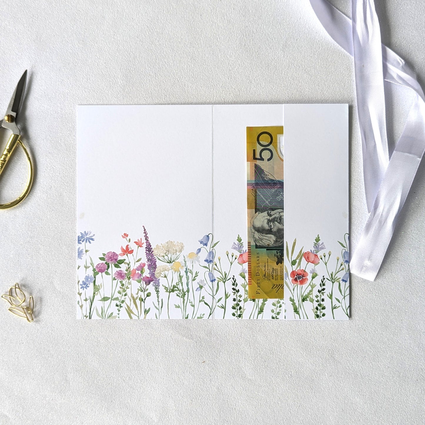 Print at Home Floral Greeting Card with optional pocket for the gift card or gift voucher