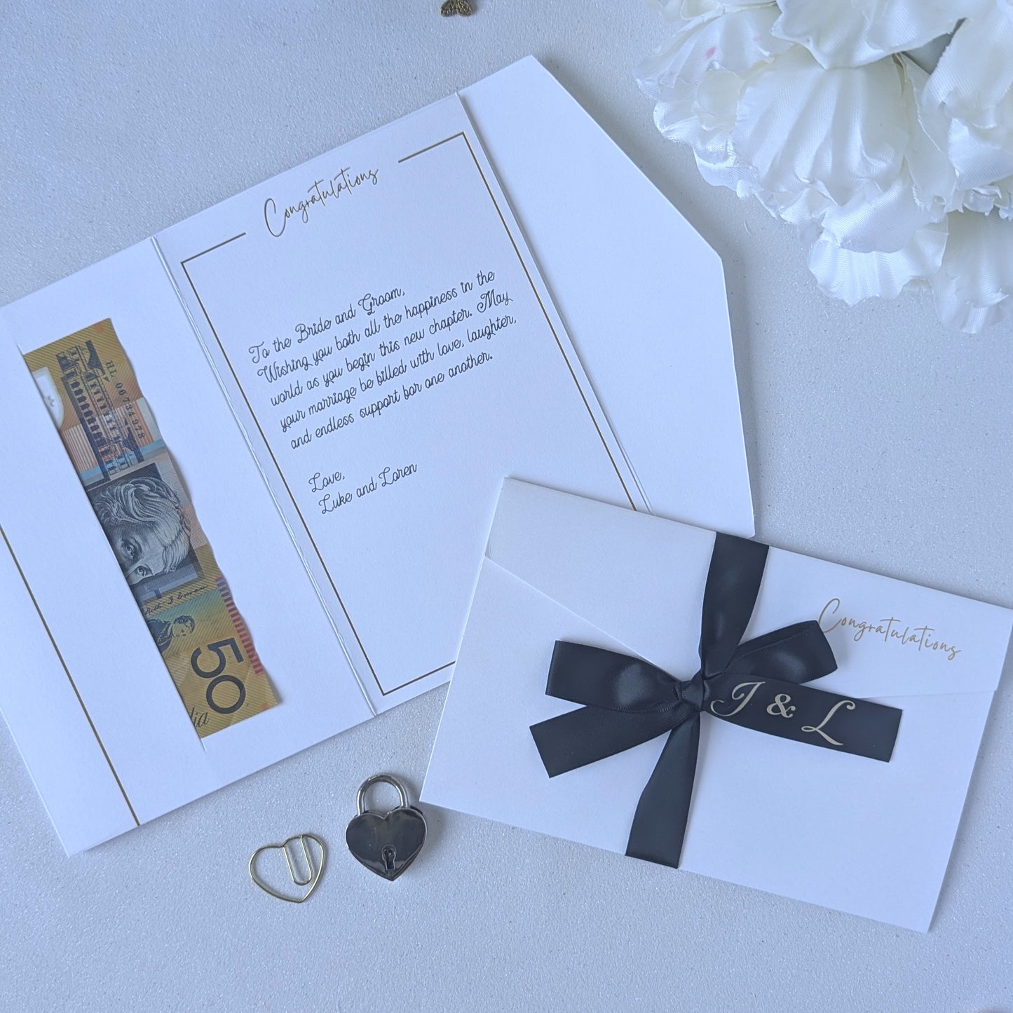 Personalised Wedding Card Next Day Delivery with pocket for the gift