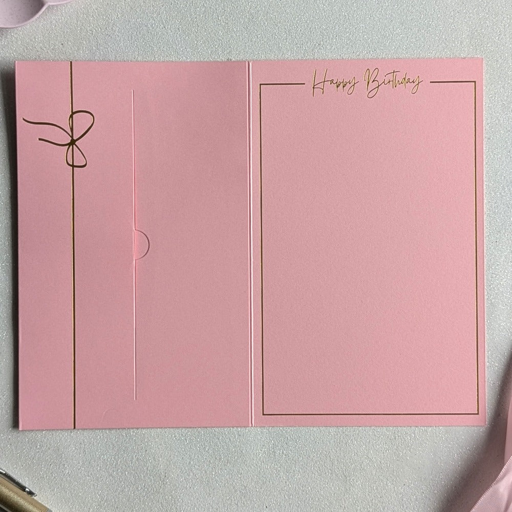 Unique Personalised birthday money envelope Pink card with empty gift pocket
