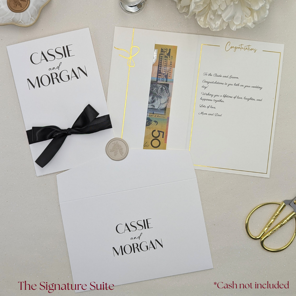 Personalised signature suite wedding money gift envelope wedding card with cash in the gift pocket