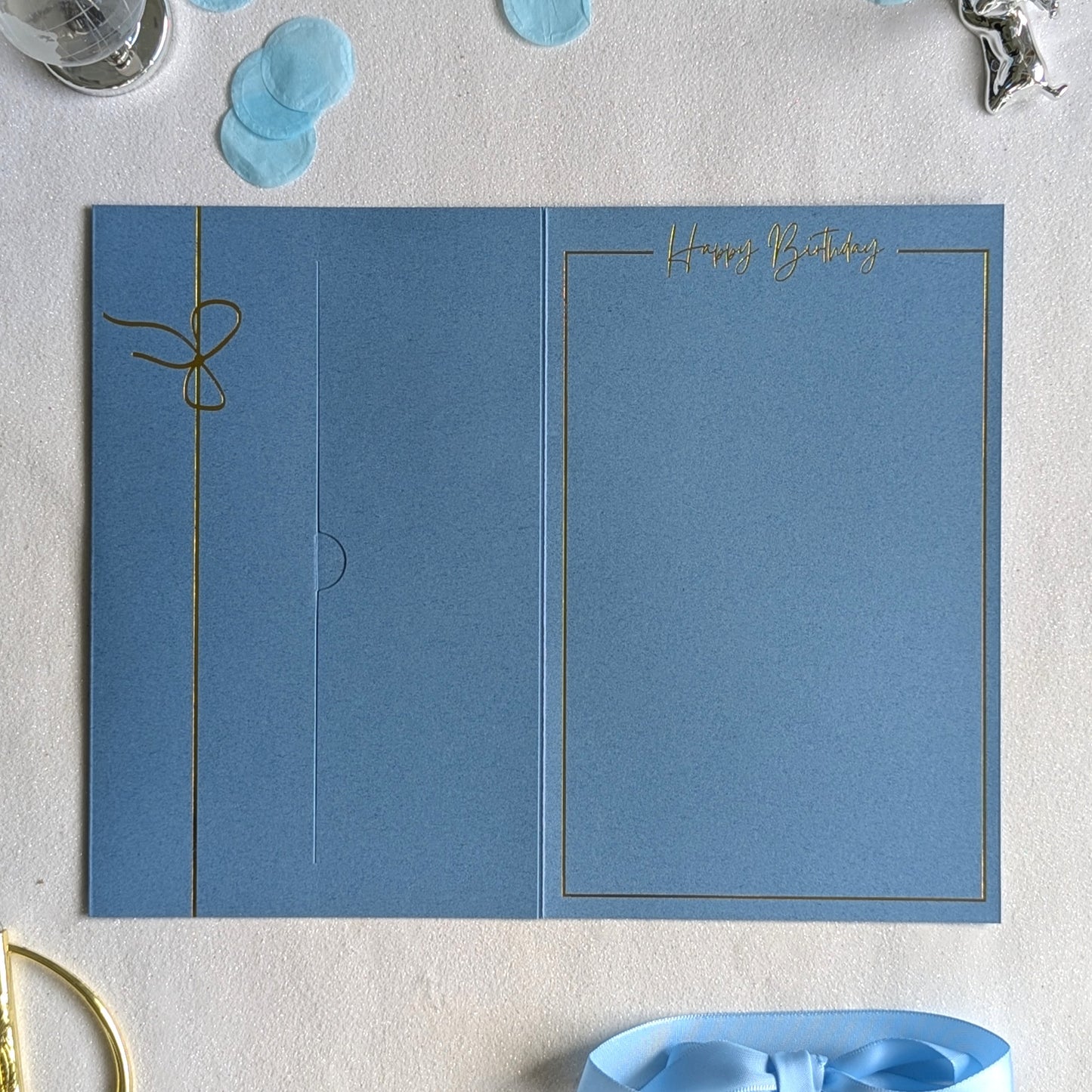 Blue Personalised Birthday money card with empty gift pocket