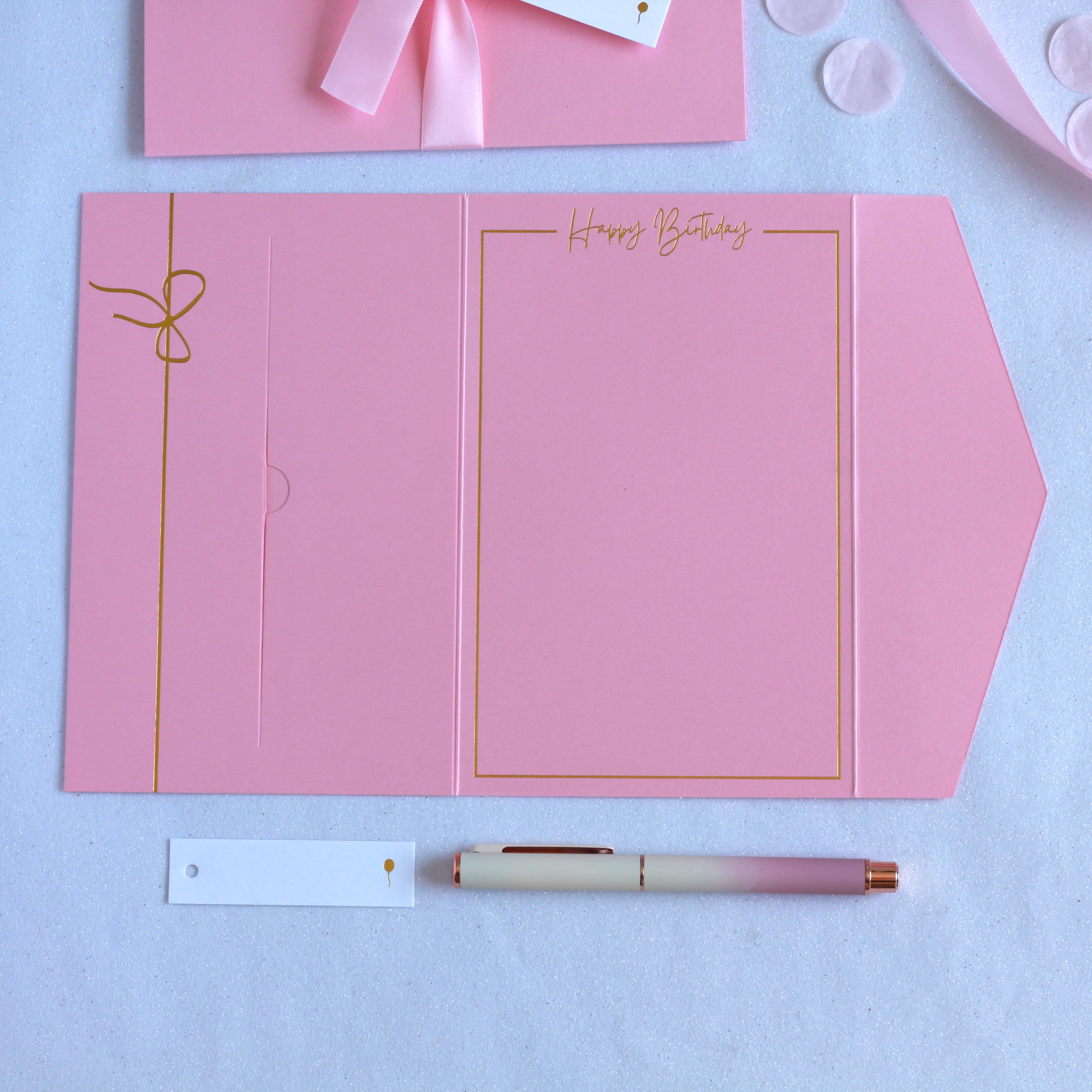 Pink happy birthday money wallet for 30th 40th 50th 60th 70th 80th 21st 18th
