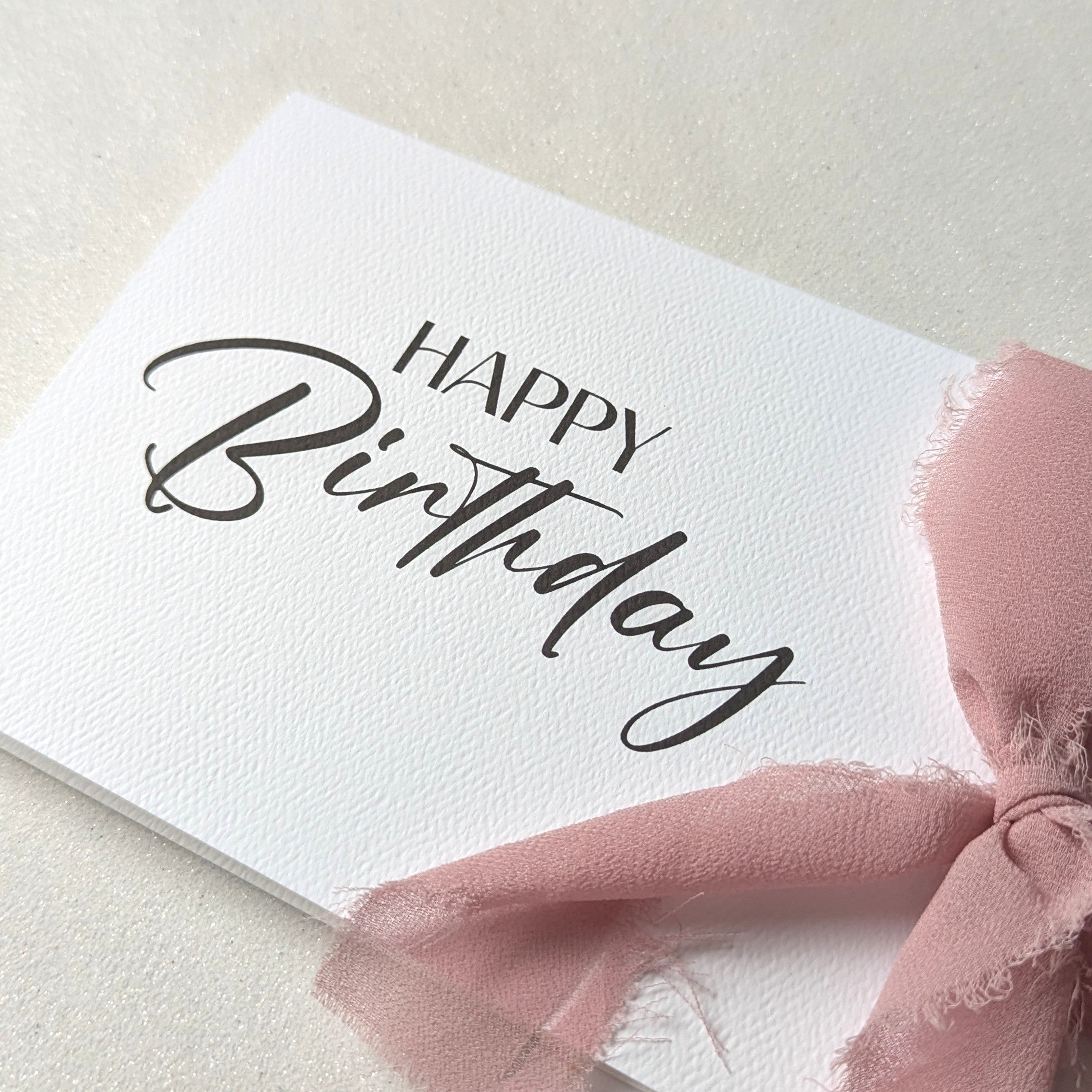 Next day delivery Premium happy birthday card with luxury felt card and premium ribbon.