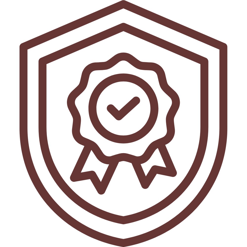 Quality guarantee icon brown