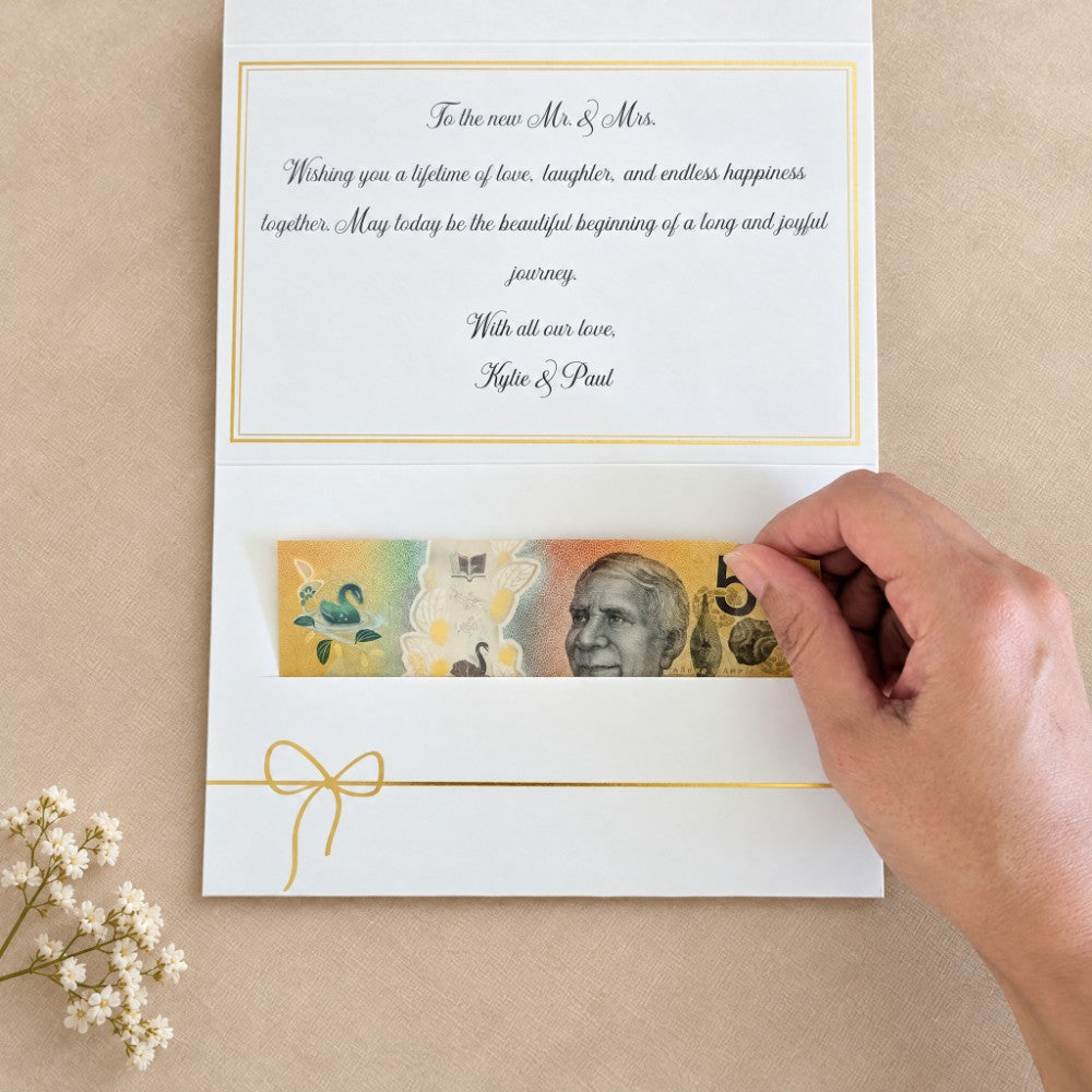White Congratulations Wedding card next day delivery guaranteed with gold wax seal