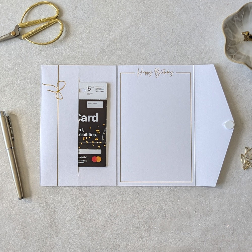 White birthday Money envelopes with gift card in the pocket