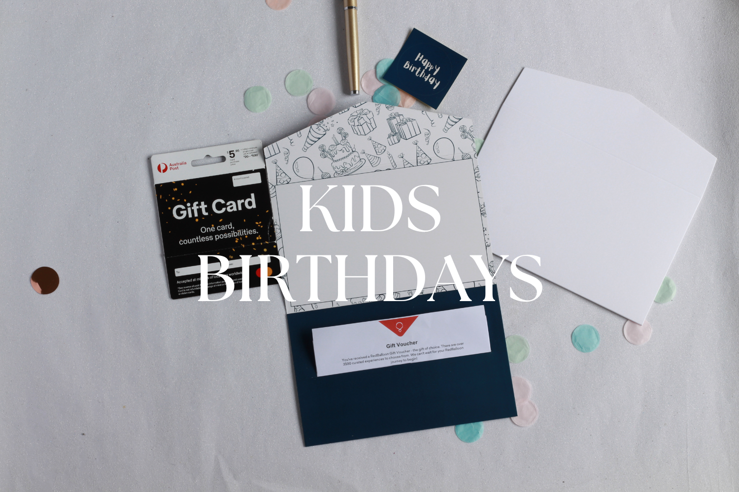 Blue Kids birthday money envelopes 