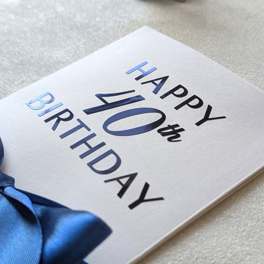 40th Birthday Money Wallet with Happy 40th Birthday in Blue Metallic vinyl