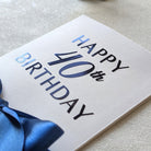 40th Birthday Money Wallet with Happy 40th Birthday in Blue Metallic vinyl