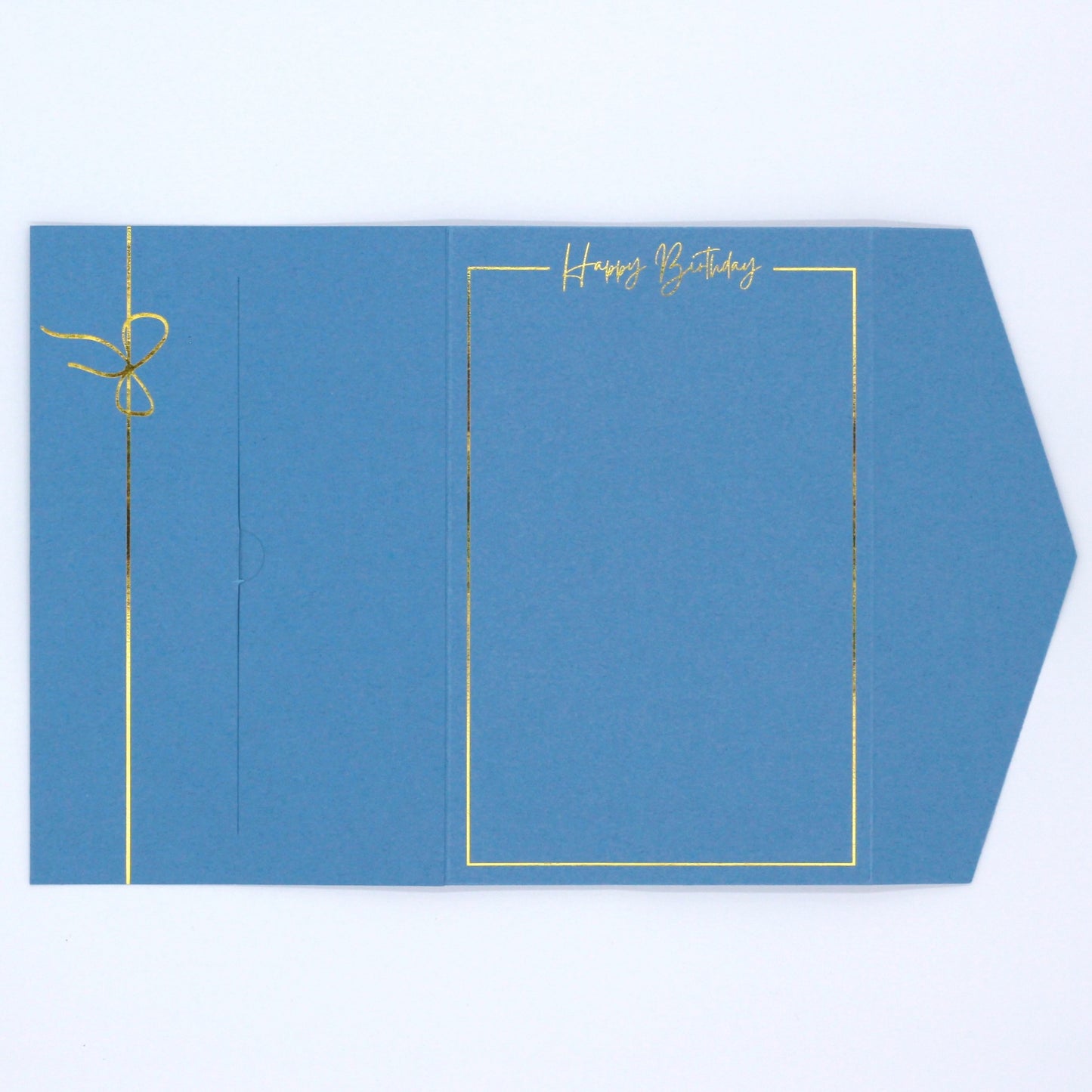 Blue pocket birthday greeting card with gold foil. Blue luxury birthday money wallet for 18th, 21st, 30th, 40th, 50th, 60th, 70th, 80th, 90th, 100th