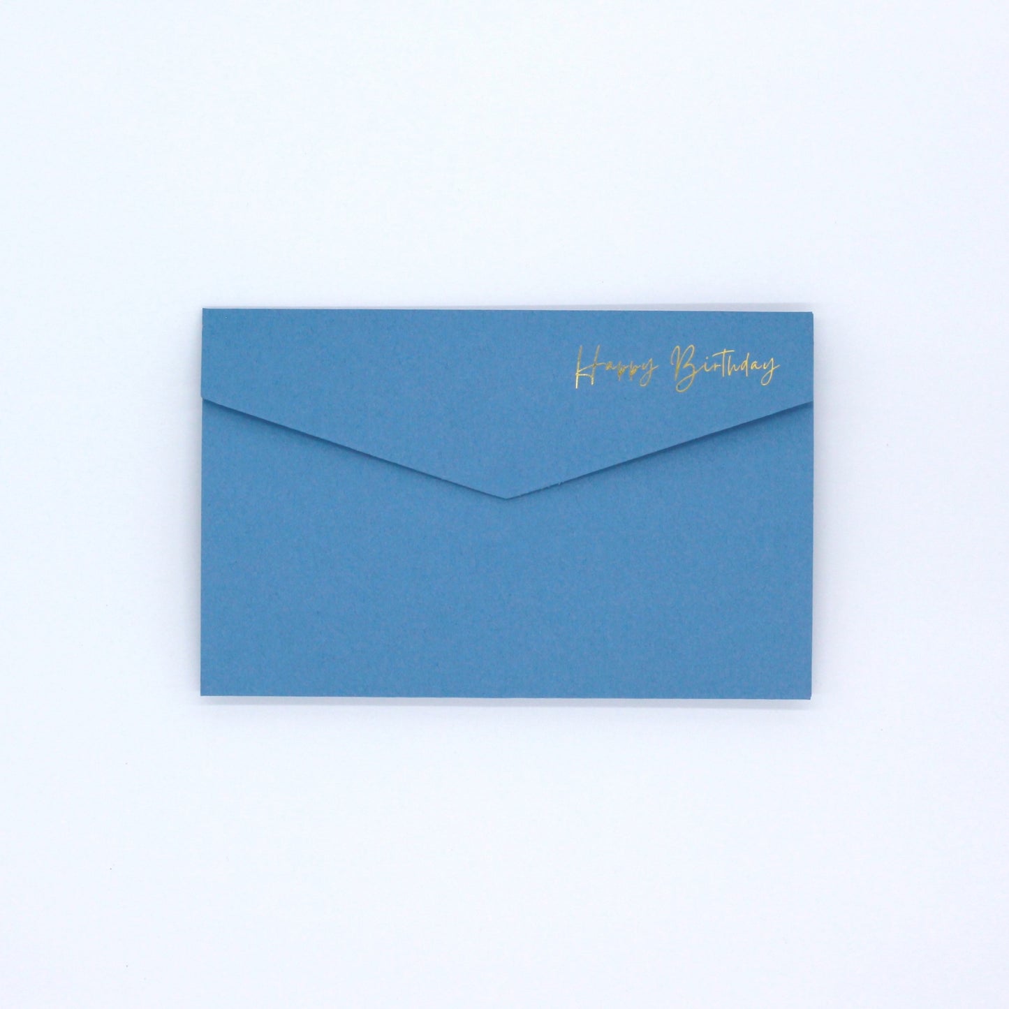 Blue pocket birthday greeting card with happy birthday in gold foil. Blue luxury birthday money wallet for 18th, 21st, 30th, 40th, 50th, 60th, 70th, 80th, 90th, 100th