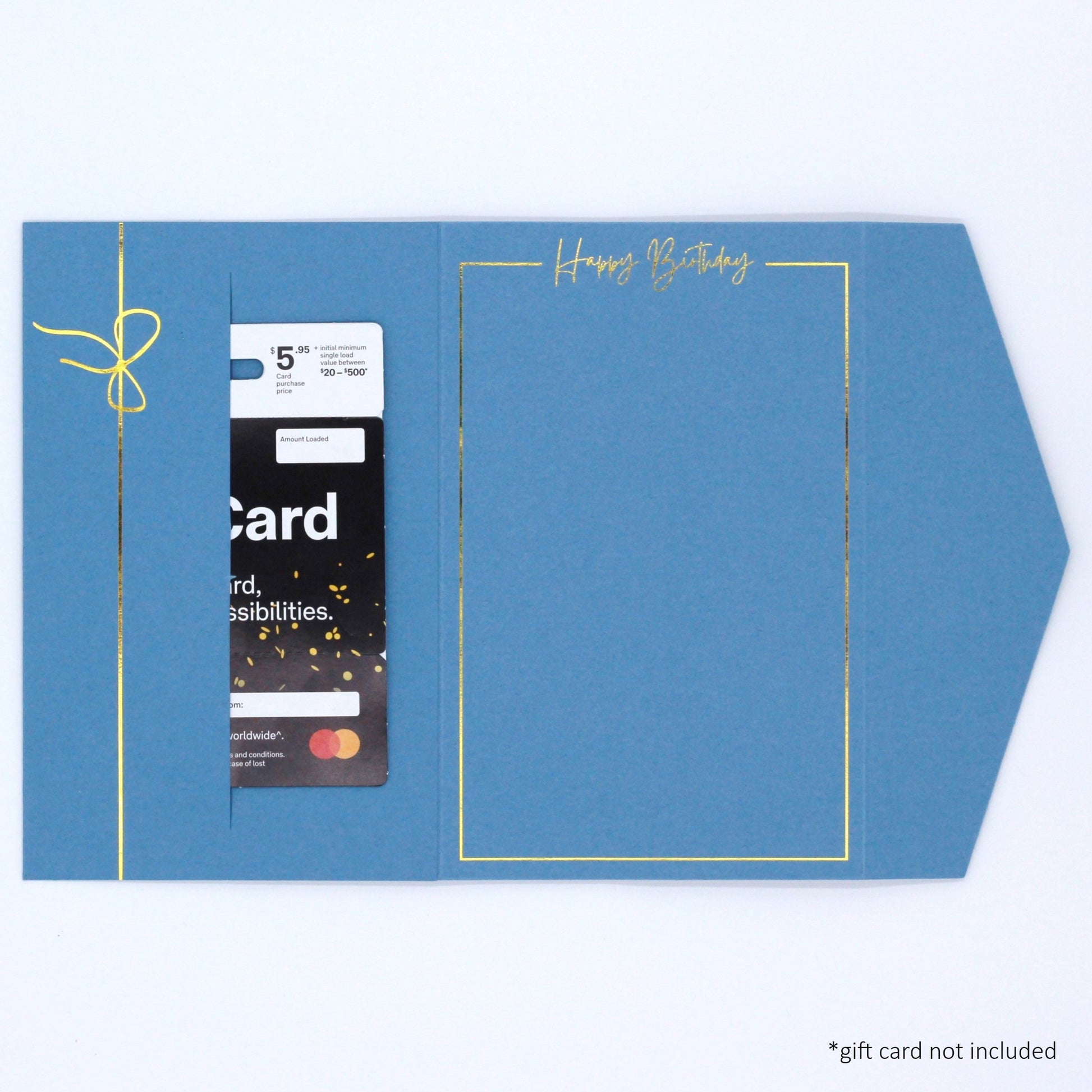 Blue pocket birthday greeting card with gift card in pocket. Blue luxury birthday money wallet for 18th, 21st, 30th, 40th, 50th, 60th, 70th, 80th, 90th, 100th
