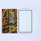 Brown and Green Polynesian tribal pattern pocket greeting card with cash in pocket. money greeting card for gifting cash