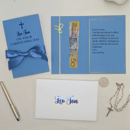 Personalised Godson or God Daughter Christening Card Money Envelope Keepsake
