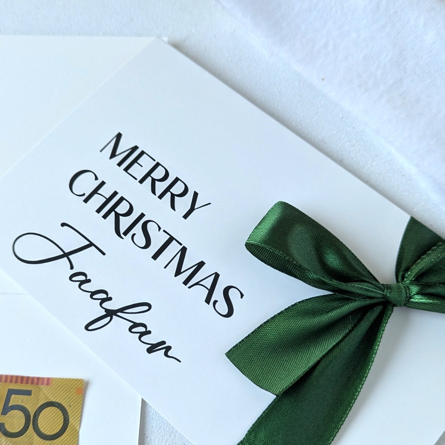 Personalised Luxury Christmas Money Gift Envelope with Satin Ribbon