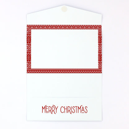 Christmas pocket greeting card ugly sweater theme red inside Money card for giving money, gift card or gift voucher