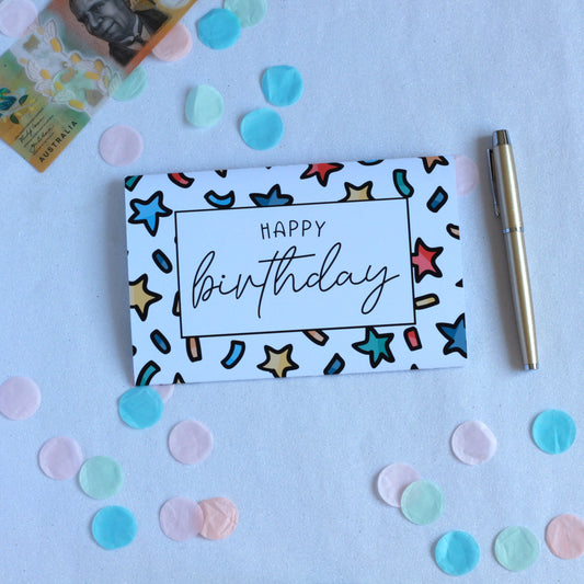 Confetti_dark_handmade_pocket_happy_birthday_money holder. Birthday money envelope. birthday money card, birthday money wallet, birthday money holder, birthday card with money inside