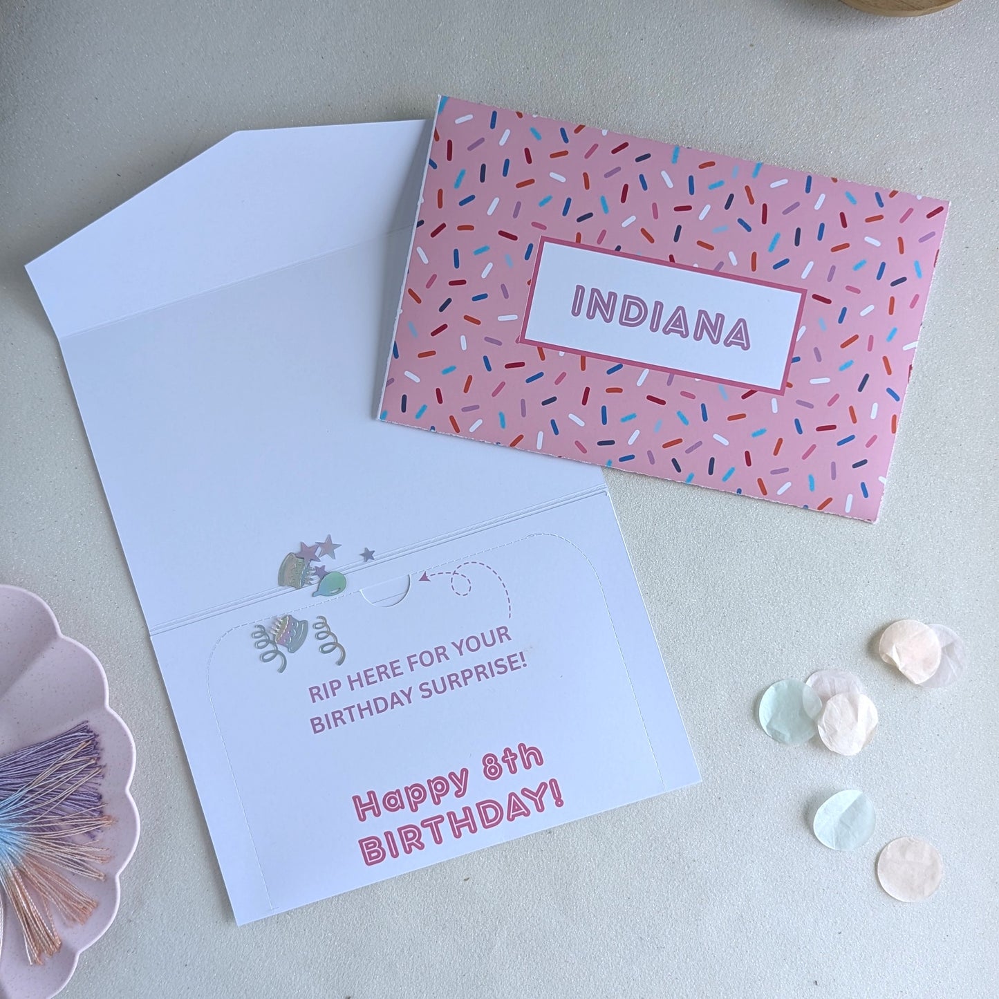 Personalised Rip Open 8th Birthday Money Envelope | Granddaughter | Sprinkles