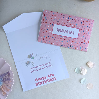 Personalised Rip Open 8th Birthday Money Envelope | Granddaughter | Sprinkles