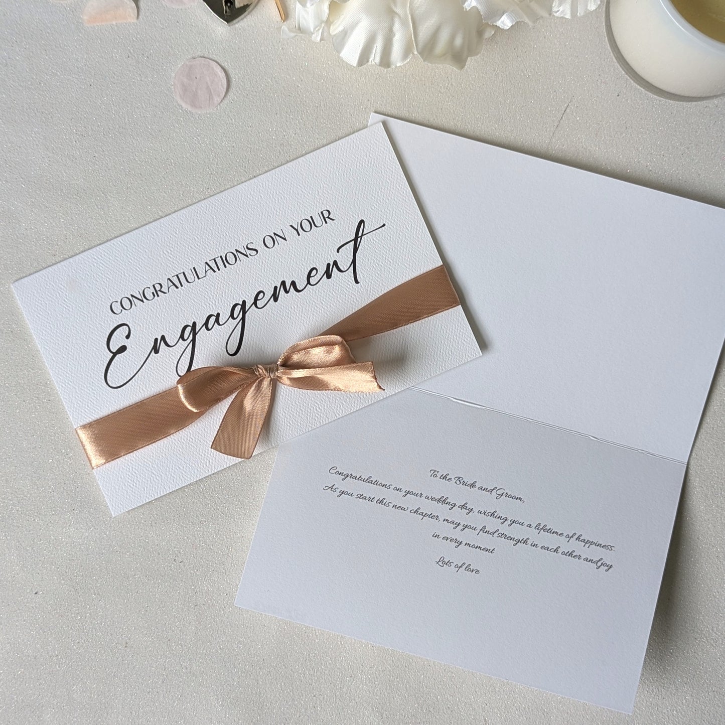 Luxury Engagement Personalised Congratulations Card – Custom Ribbon & Premium Finish | Next Day Delivery Available