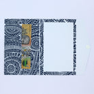 Inside Blue and white Polynesian tribal pattern pocket greeting card with cash. money envelope for giving cash