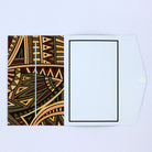 Inside Brown and Green Polynesian tribal pattern pocket greeting card. money greeting card for gifting cash