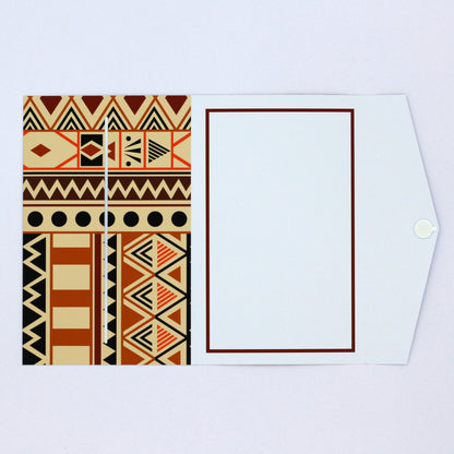 Inside Brown and Orange Polynesian tribal pattern pocket greeting card for giving money