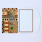 Inside Brown and Orange Polynesian tribal pattern money envelope with cash in pocket for giving cash