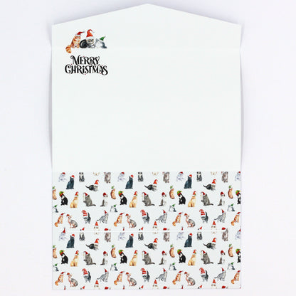 Inside Cat Merry Christmas pocket greeting card money wallet for giving money, gift card or gift voucher