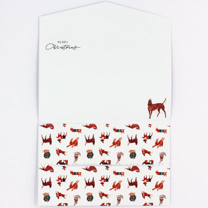 Inside Dog Christmas Pocket Greeting Card for giving money, gift card or gift voucher