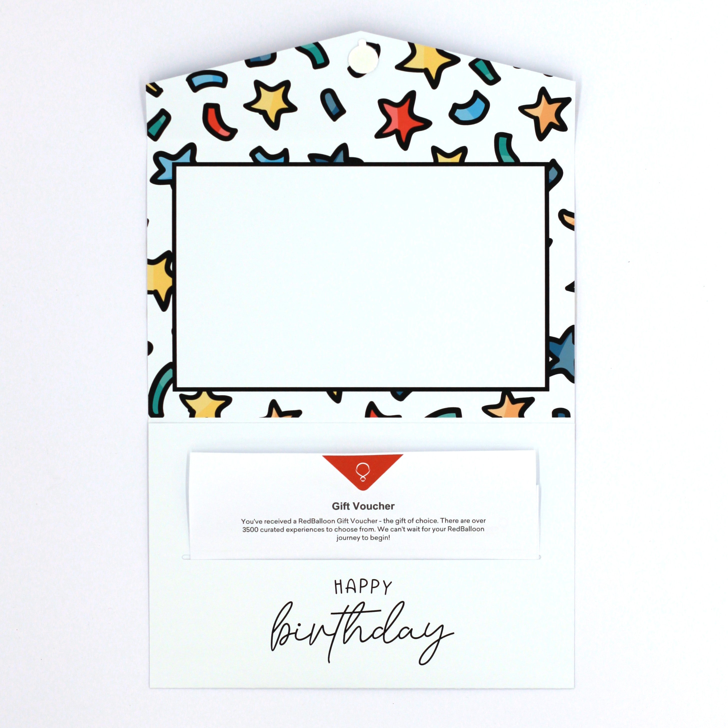 Inside of Handmade Dark Confetti Design Kids Pocket money holder with gift voucher in pocket.  Birthday money envelope. birthday money card, birthday money wallet, birthday money holder, birthday card with money inside