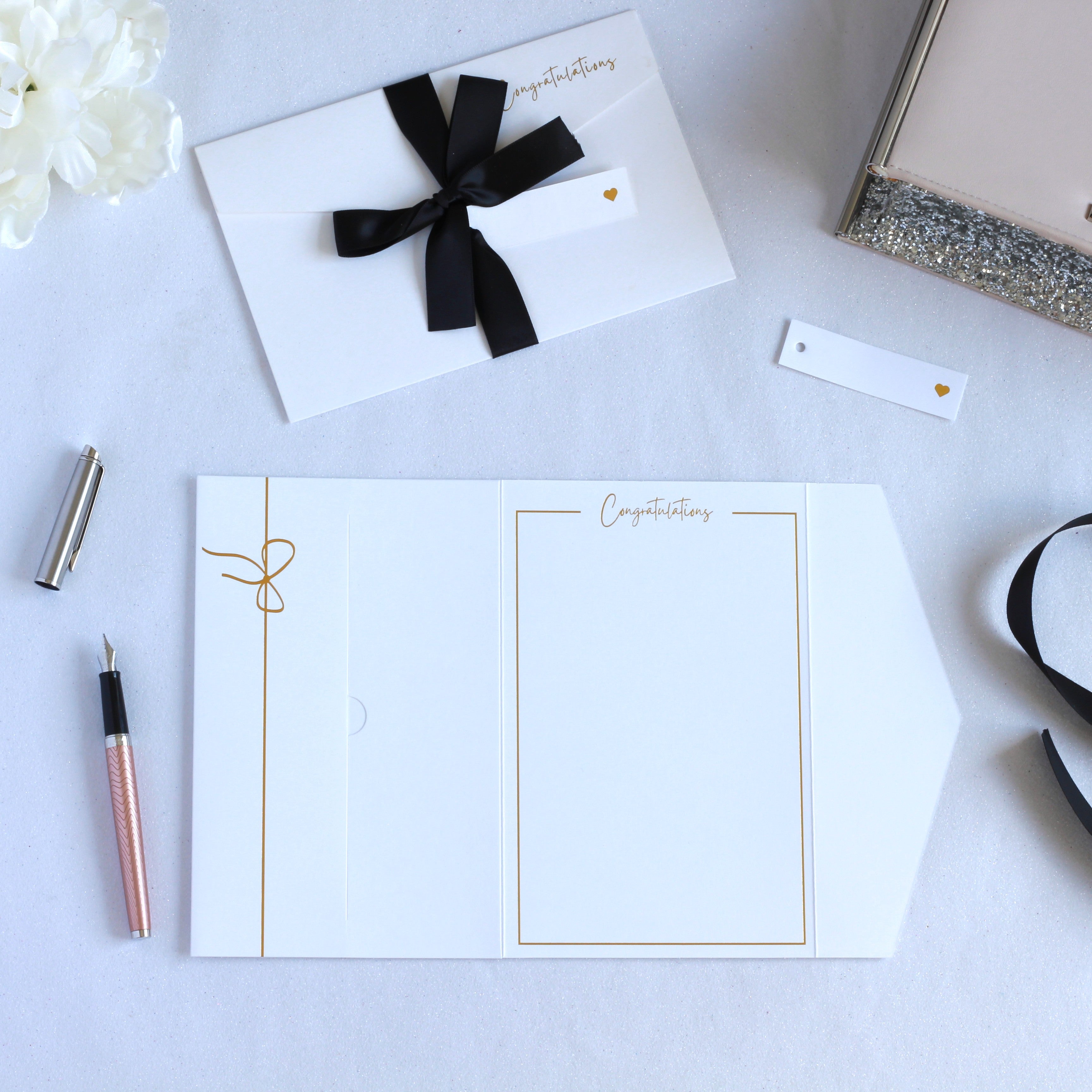 Inside of white wedding money wallet made for giving cash