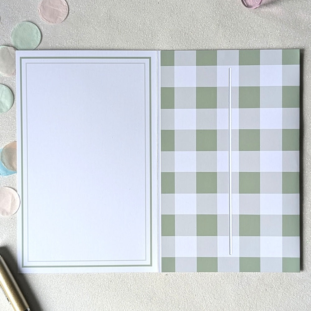 Keepsake baby shower gender neutral green card for giving money or voucher 