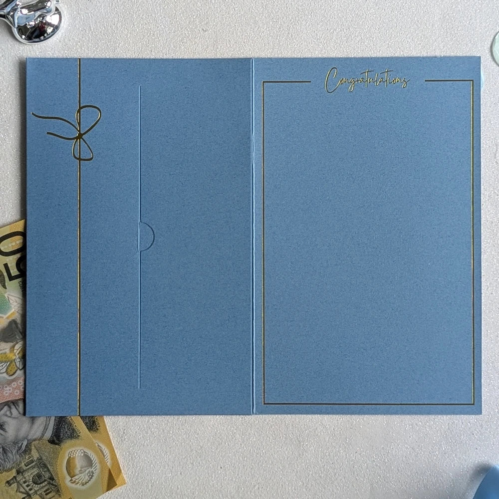 Personalised Christening day money envelope in blue