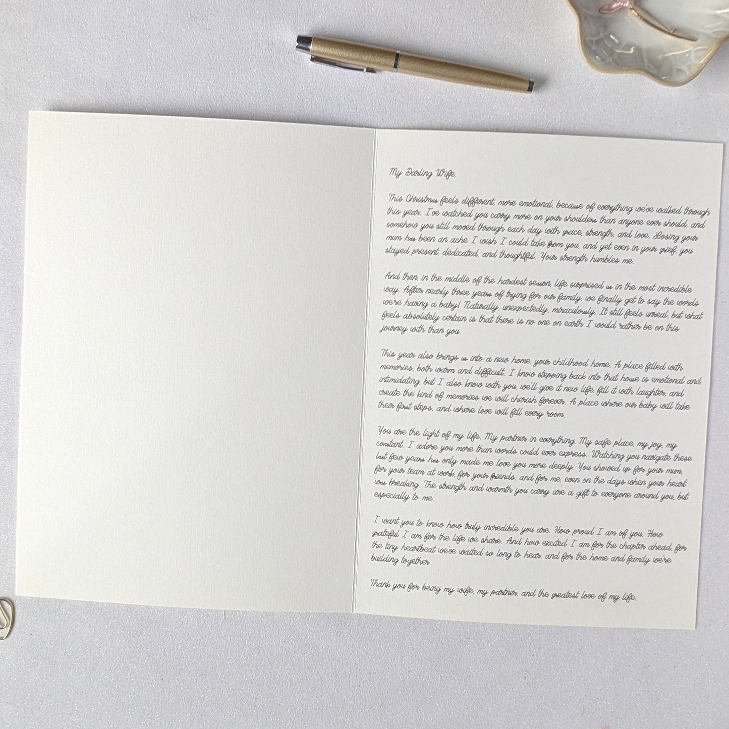 Large Personalised A4 greeting card with carly on the front and red satin ribbon