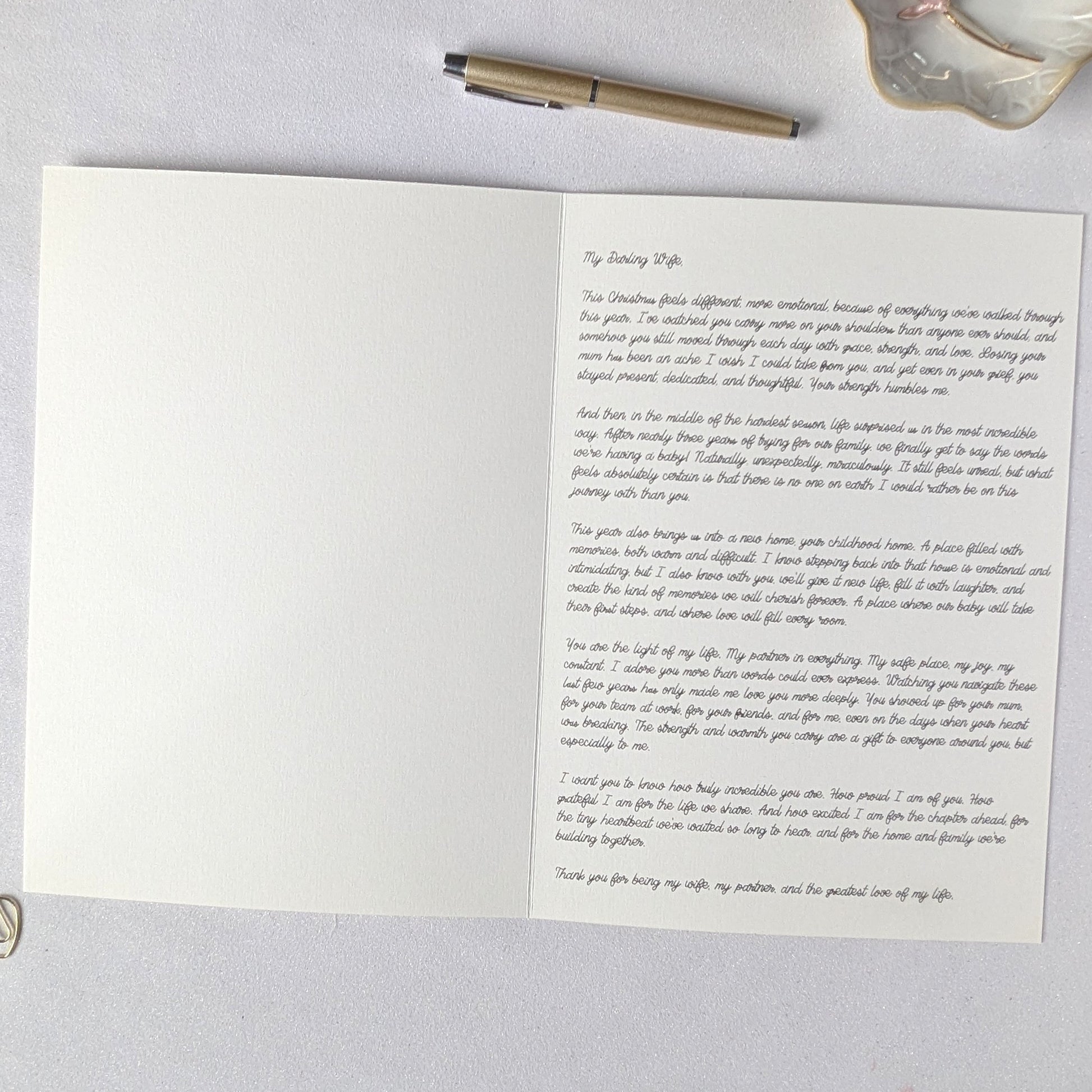 Large Personalised A4 greeting card with carly on the front and red satin ribbon