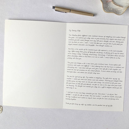 Large Personalised A4 greeting card with carly on the front and red satin ribbon