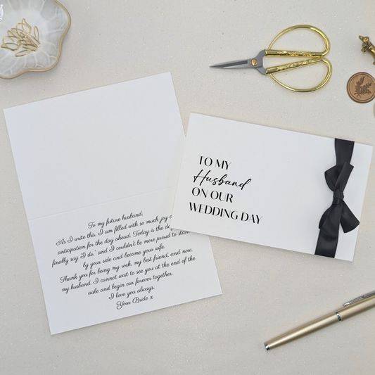 To My Husband on Our Wedding Day Card | Luxury Personalised Letter to Groom or Bride | Wedding Morning Keepsake Card