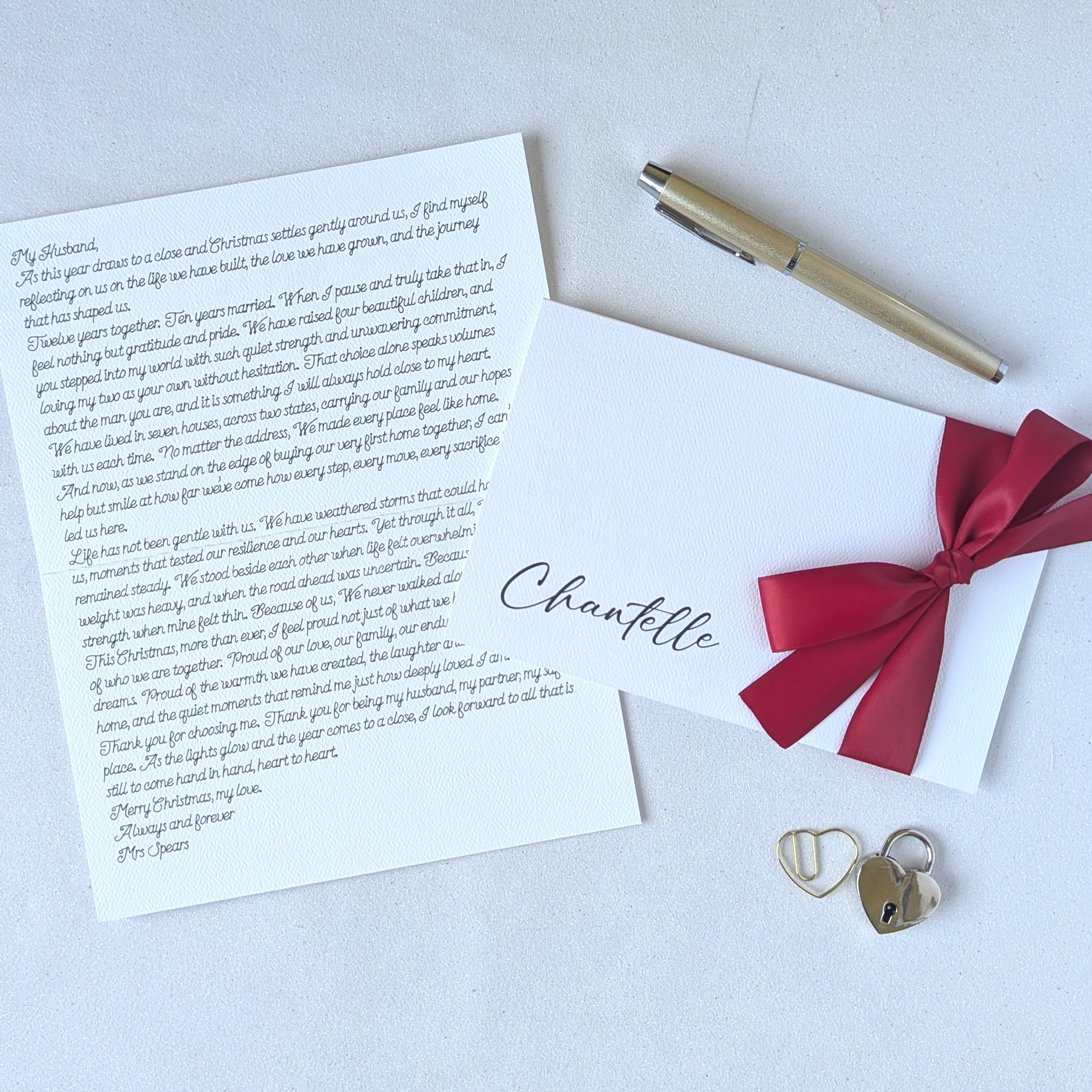 Personalised valentines day love letter with custom calligraphy