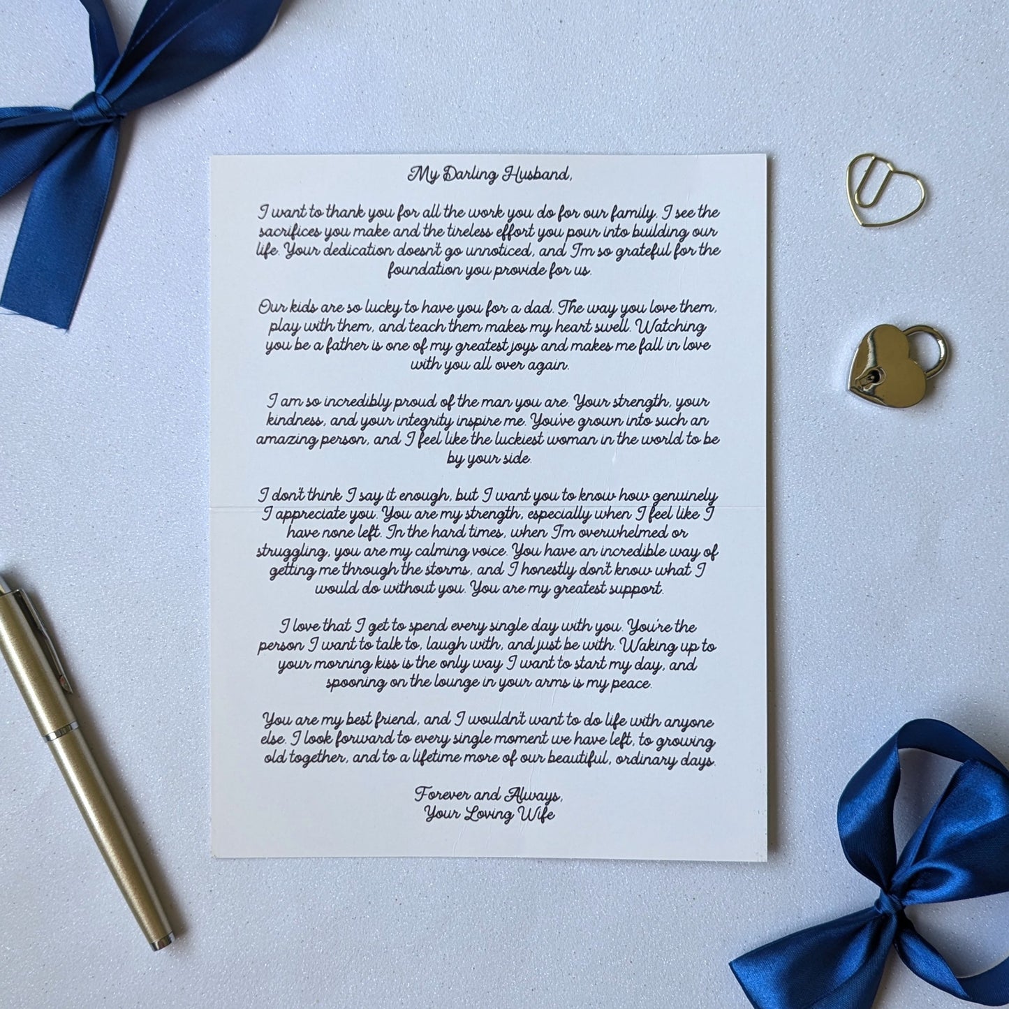 Best love note keepsake for boyfriend or girlfriend with custom message machine written in pen on the inside