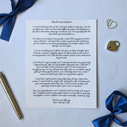 Best love note keepsake for boyfriend or girlfriend with custom message machine written in pen on the inside