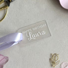 Luxury Personalised acrylic gift tag with custom vinyl lettering