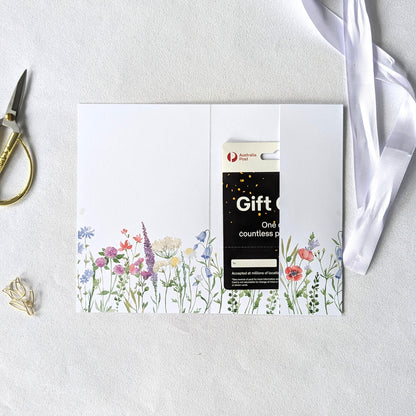 Print at Home Floral Greeting Card with optional pocket for the gift card or gift voucher